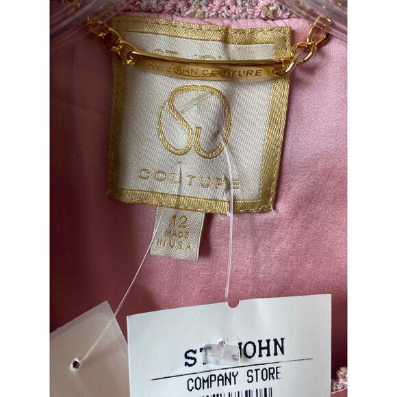 St. John Couture Embellished Knit Pink Blush Multi Jacket & Dress Suit- Size 12 - Picture 6 of 16